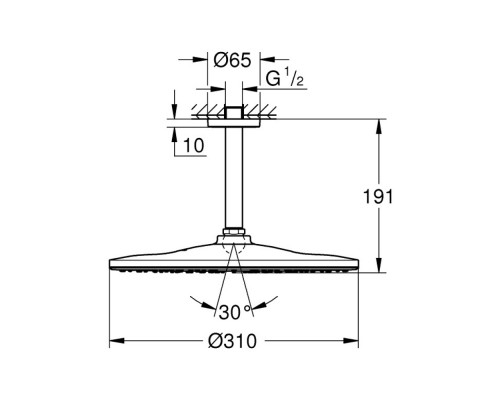 Лейка для верхнего душа с держателем Grohe Rainshower Cosmopolitan 310 26560000