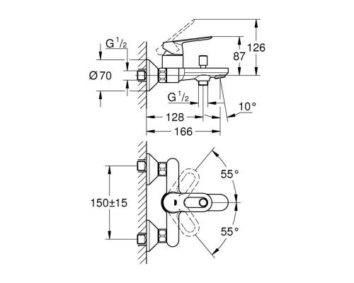 Смеситель для ванны Grohe BauLoop 23603000