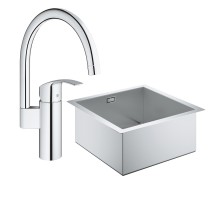 Набор Grohe мойка кухонная K700 31578SD0 + смеситель Eurosmart 33202002