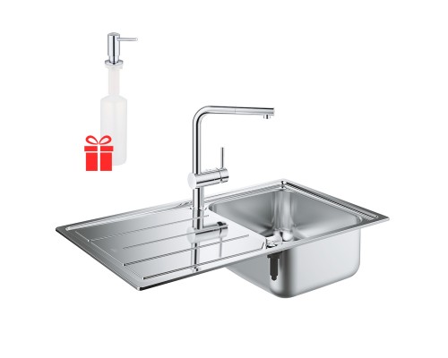 Набор Grohe мойка кухонная K500 31573SD0 + смеситель Minta 32168000 + дозатор для моющего средства Contemporary 40536000