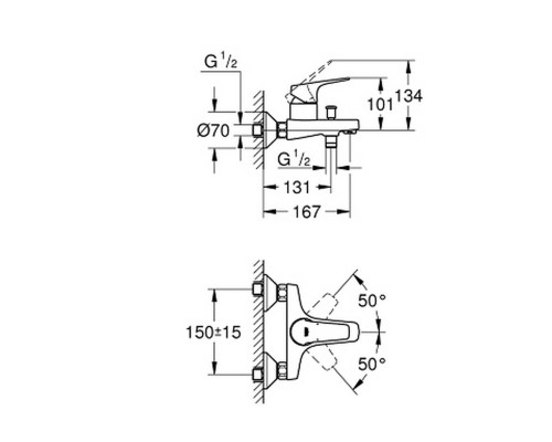 Смеситель для ванны Grohe BauEdge 23756000