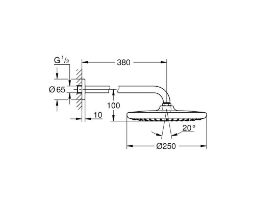Лейка для верхнего душа с держателем Grohe Tempesta 250 26668000