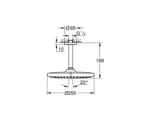 Лейка для верхнего душа с держателем Grohe Tempesta 250 26669000