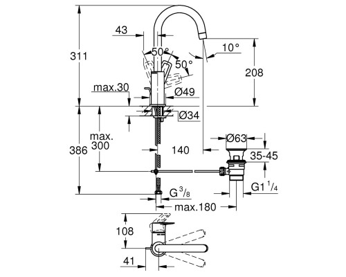Смеситель для раковины Grohe BauLoop New L-Size 23762001