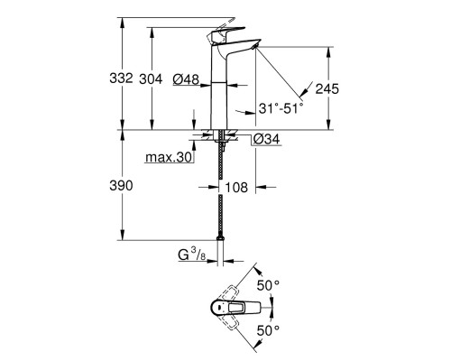 Смеситель для раковины Grohe BauLoop New XL-Size 23764001
