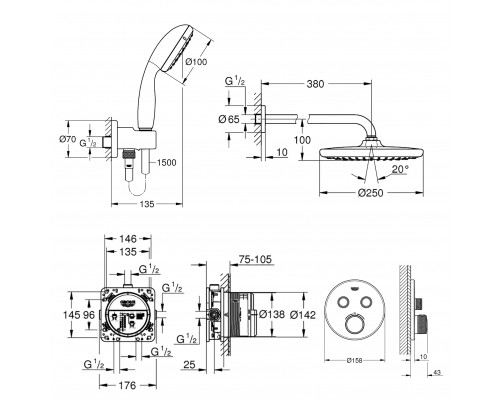 Душевая система Grohe Grohtherm SmartControl 26416SC1