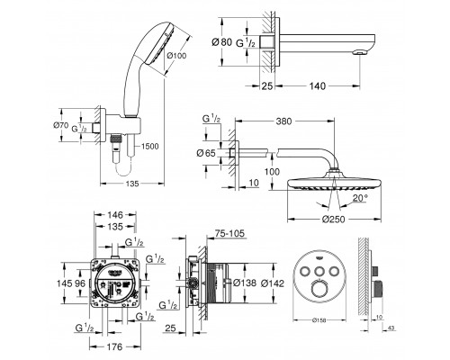 Душевая система Grohe Grohtherm SmartControl 26416SC2