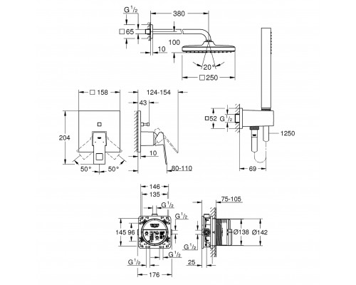 Душевая система Grohe Eurocube 26415SC3